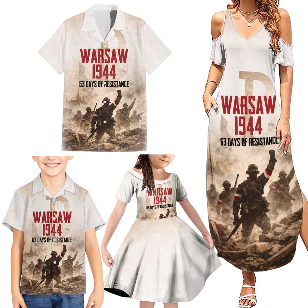 Polish Kotwica Warsaw Uprising 1944 Family Matching Summer Maxi Dress and Hawaiian Shirt 63 Days of Resistance WWII