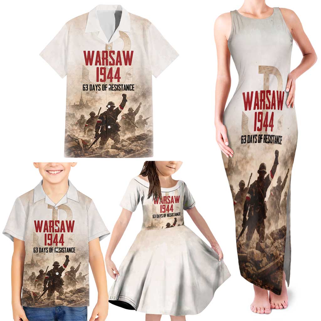 Polish Kotwica Warsaw Uprising 1944 Family Matching Tank Maxi Dress and Hawaiian Shirt 63 Days of Resistance WWII