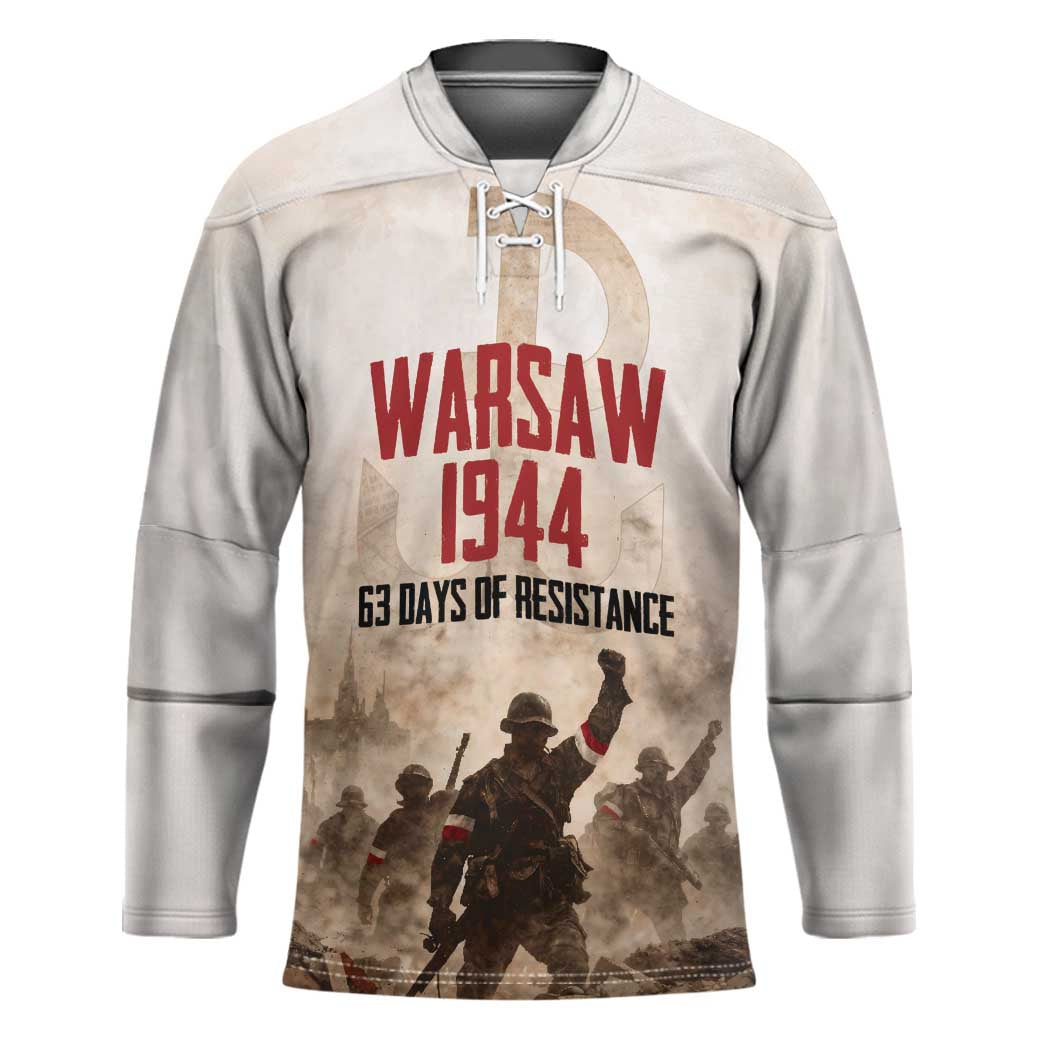 Polish Kotwica Warsaw Uprising 1944 Hockey Jersey 63 Days of Resistance WWII