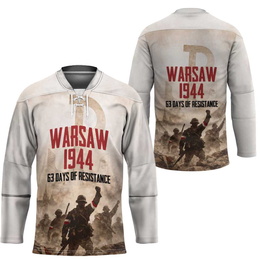 Polish Kotwica Warsaw Uprising 1944 Hockey Jersey 63 Days of Resistance WWII