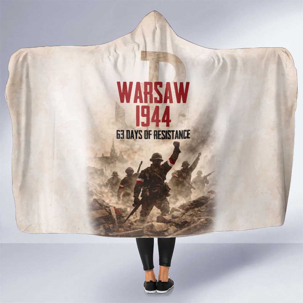 Polish Kotwica Warsaw Uprising 1944 Hooded Blanket 63 Days of Resistance WWII