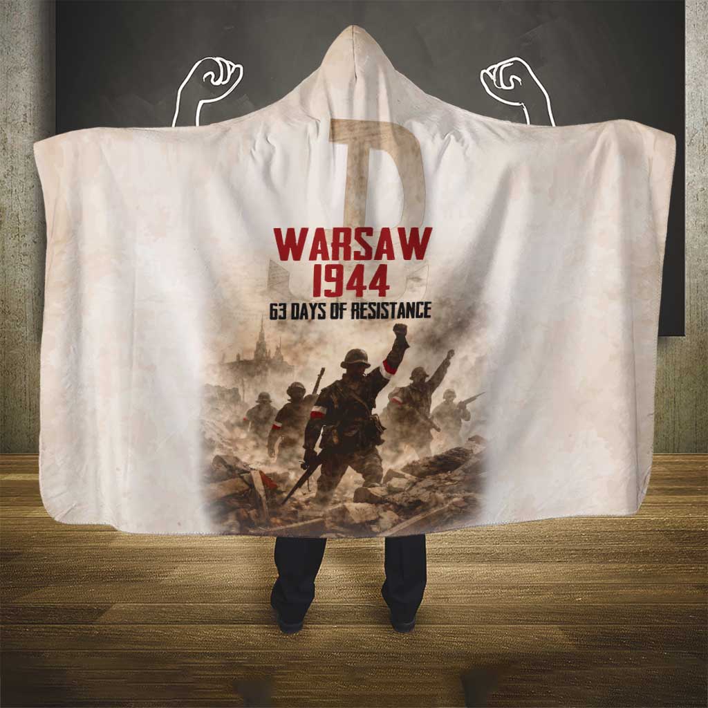 Polish Kotwica Warsaw Uprising 1944 Hooded Blanket 63 Days of Resistance WWII