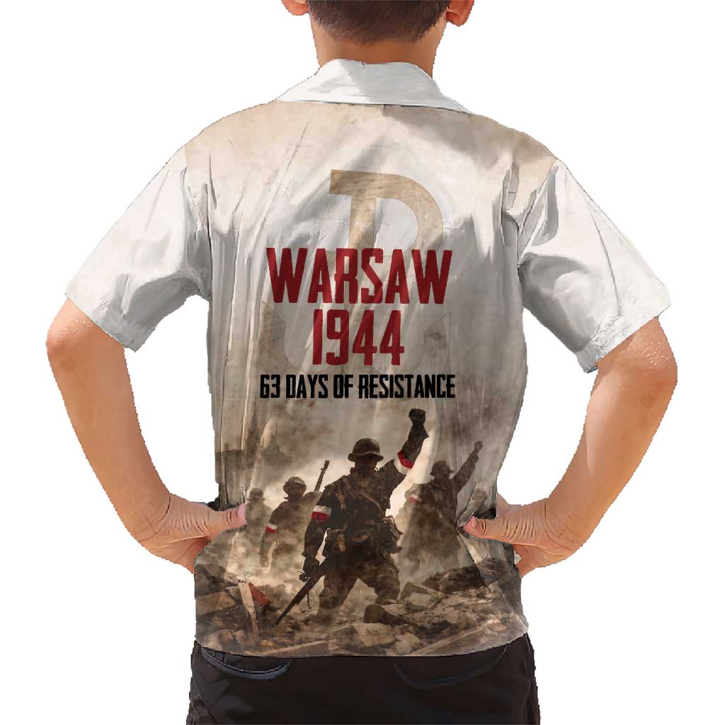 Polish Kotwica Warsaw Uprising 1944 Kid Hawaiian Shirt 63 Days of Resistance WWII