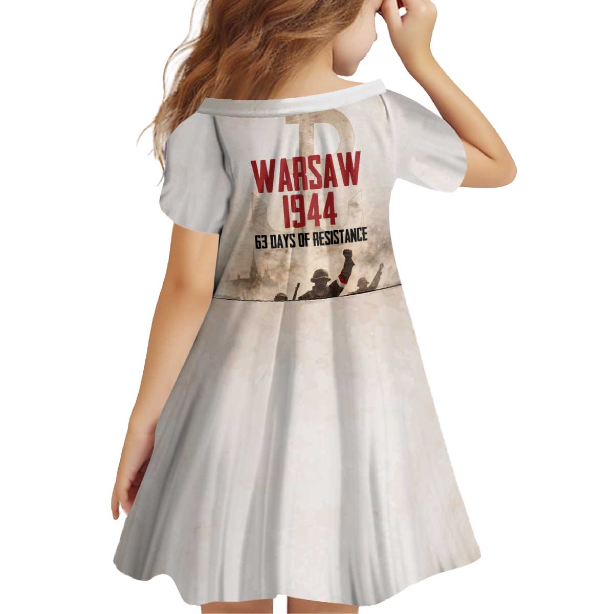 Polish Kotwica Warsaw Uprising 1944 Kid Short Sleeve Dress 63 Days of Resistance WWII