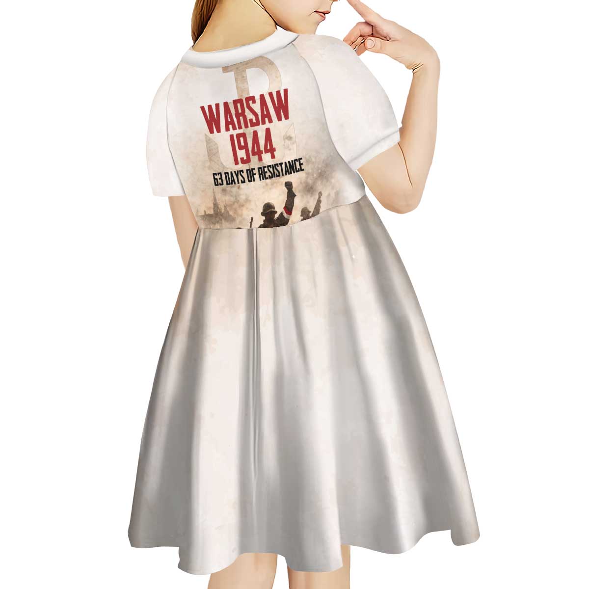 Polish Kotwica Warsaw Uprising 1944 Kid Short Sleeve Dress 63 Days of Resistance WWII