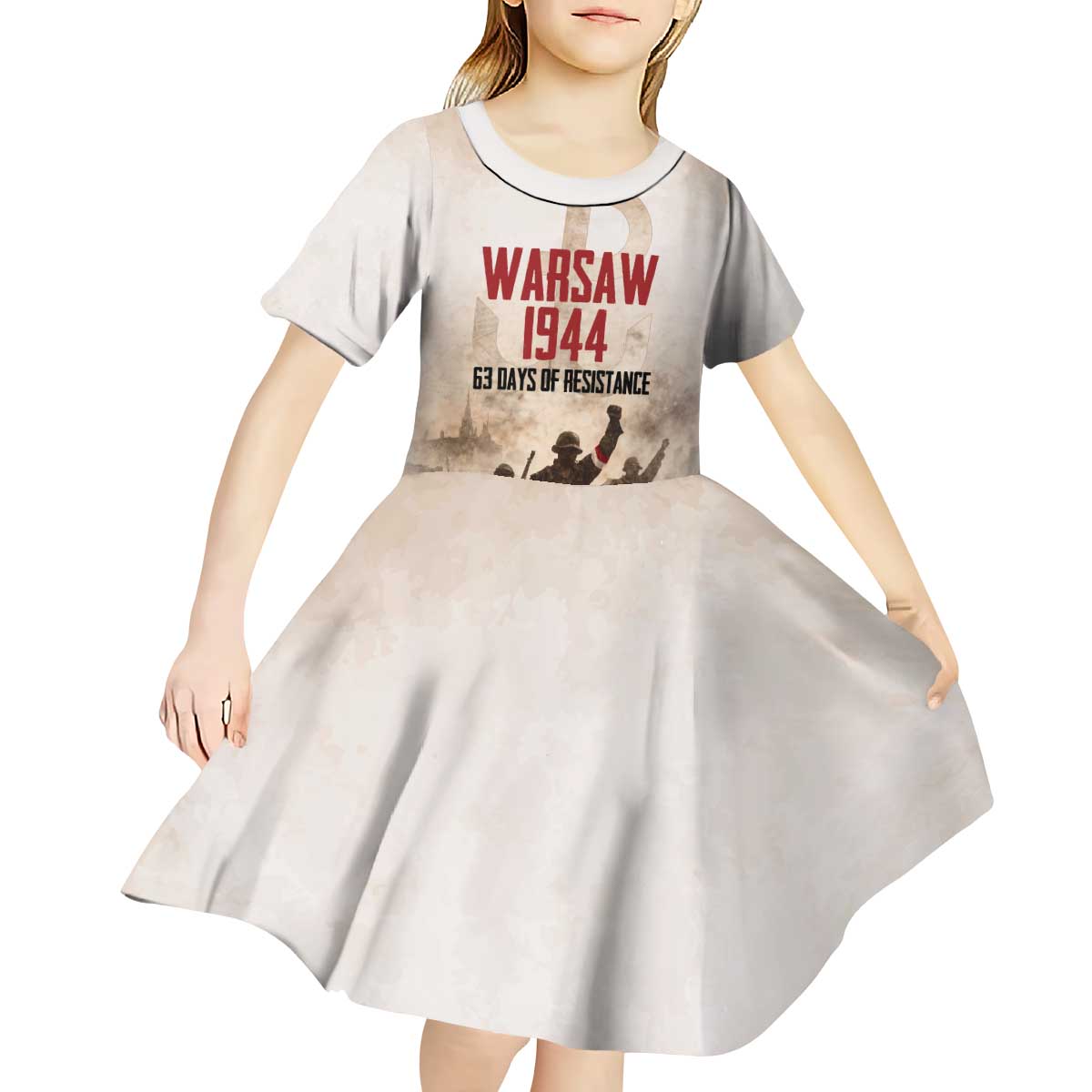 Polish Kotwica Warsaw Uprising 1944 Kid Short Sleeve Dress 63 Days of Resistance WWII