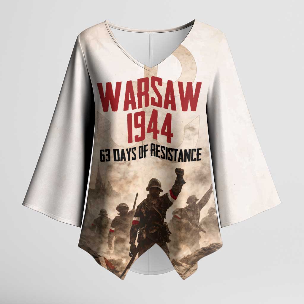 Polish Kotwica Warsaw Uprising 1944 Kimono Sleeve Blouse 63 Days of Resistance WWII