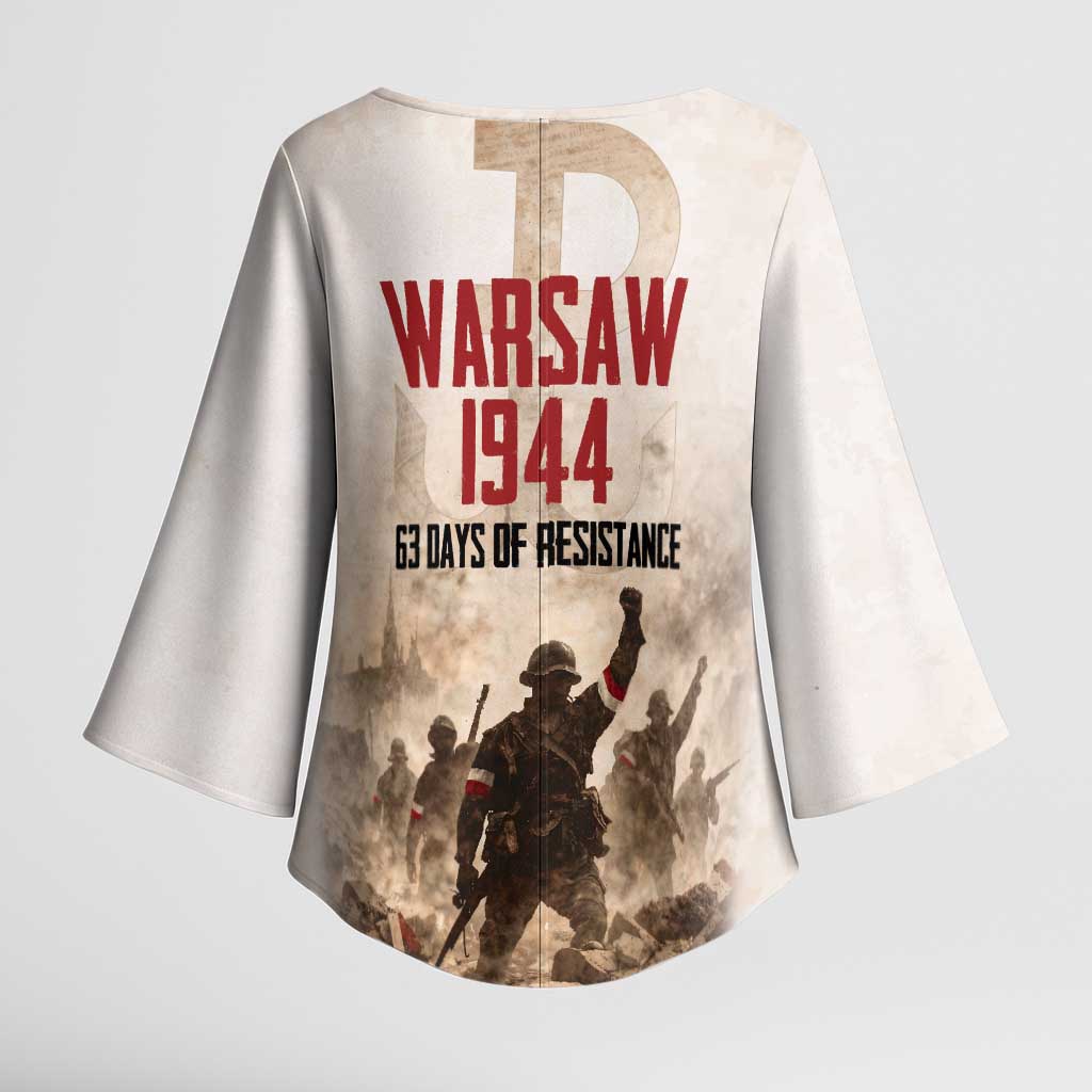 Polish Kotwica Warsaw Uprising 1944 Kimono Sleeve Blouse 63 Days of Resistance WWII