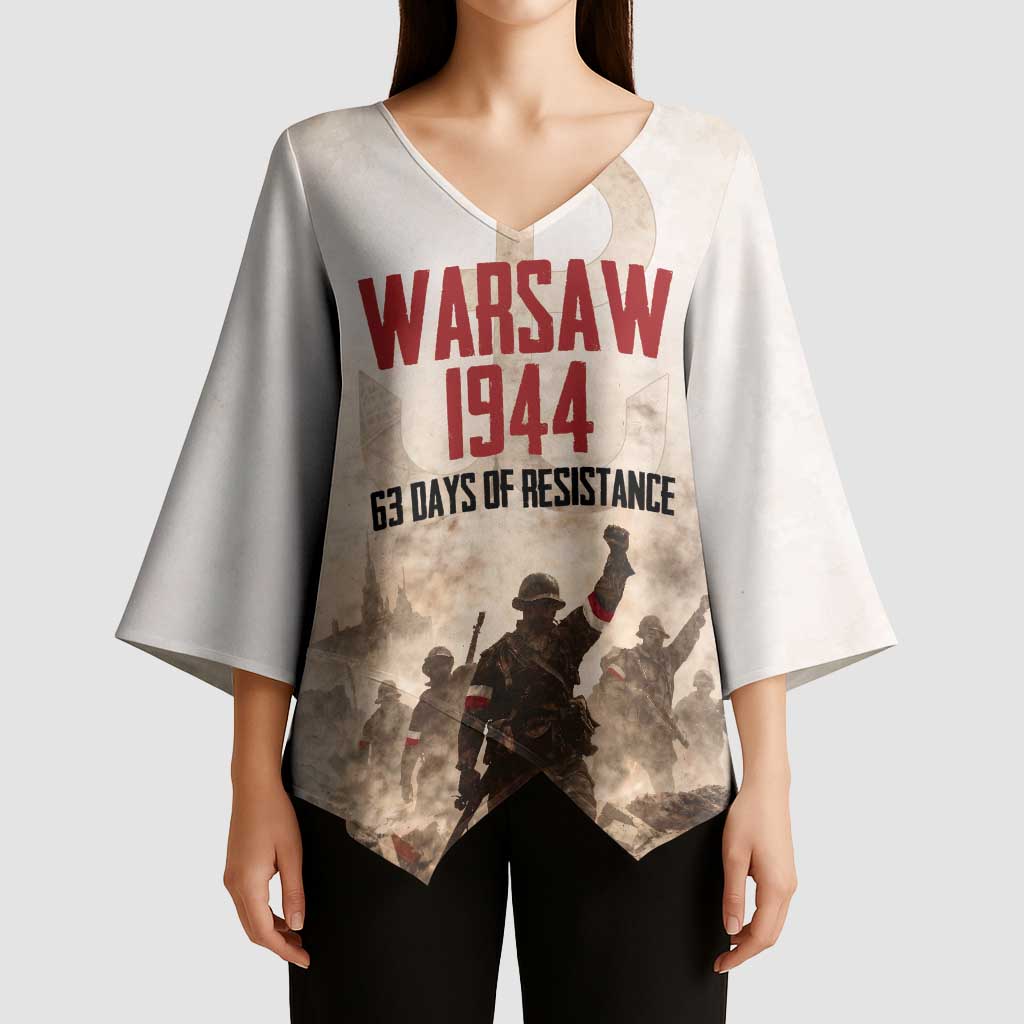 Polish Kotwica Warsaw Uprising 1944 Kimono Sleeve Blouse 63 Days of Resistance WWII