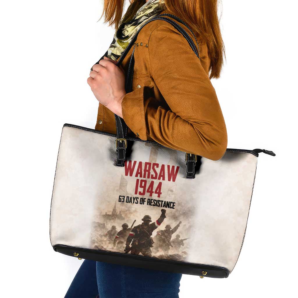 Polish Kotwica Warsaw Uprising 1944 Leather Tote Bag 63 Days of Resistance WWII