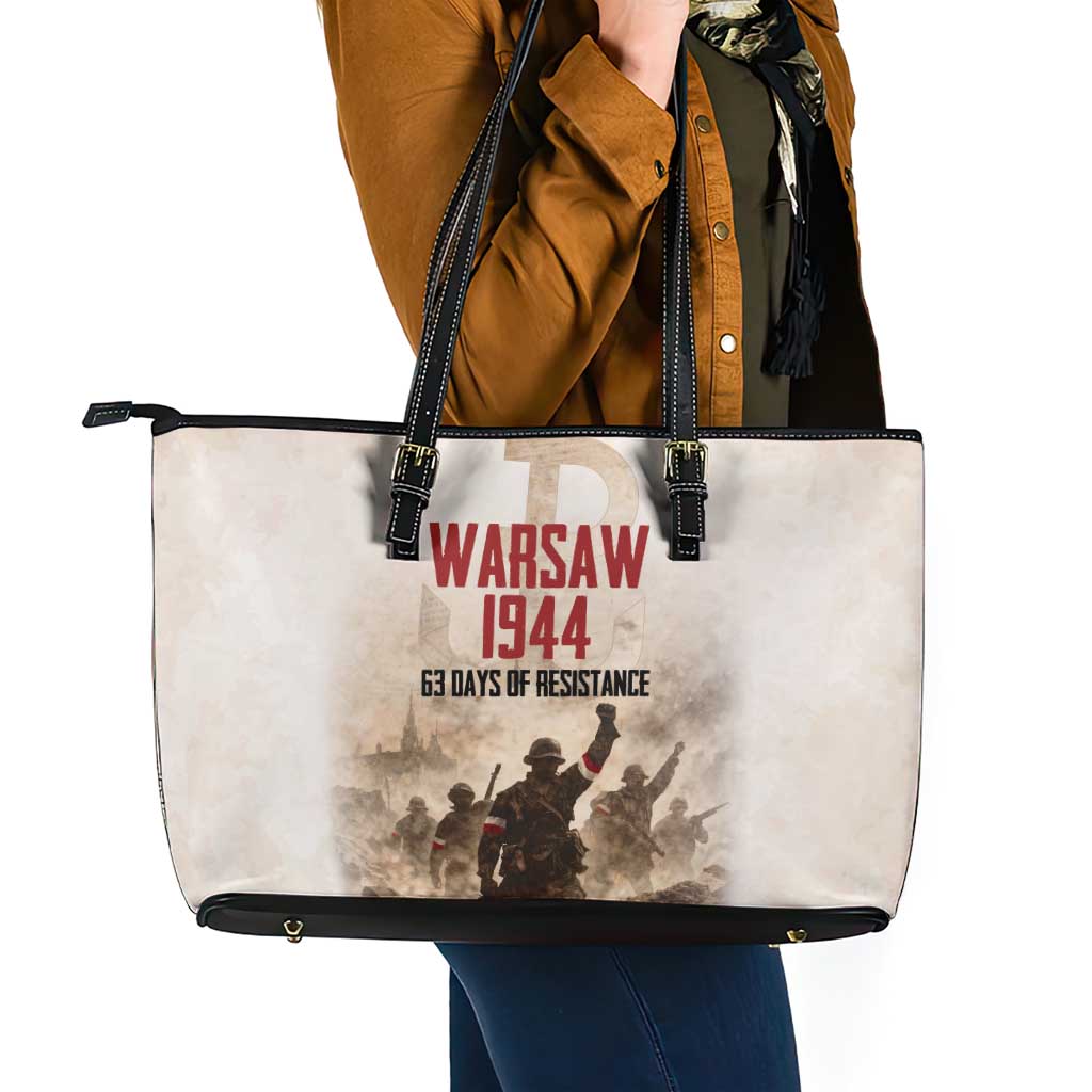 Polish Kotwica Warsaw Uprising 1944 Leather Tote Bag 63 Days of Resistance WWII