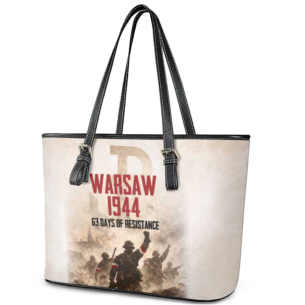 Polish Kotwica Warsaw Uprising 1944 Leather Tote Bag 63 Days of Resistance WWII