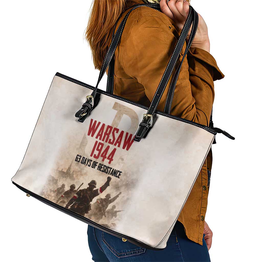 Polish Kotwica Warsaw Uprising 1944 Leather Tote Bag 63 Days of Resistance WWII