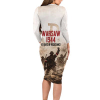 Polish Kotwica Warsaw Uprising 1944 Long Sleeve Bodycon Dress 63 Days of Resistance WWII