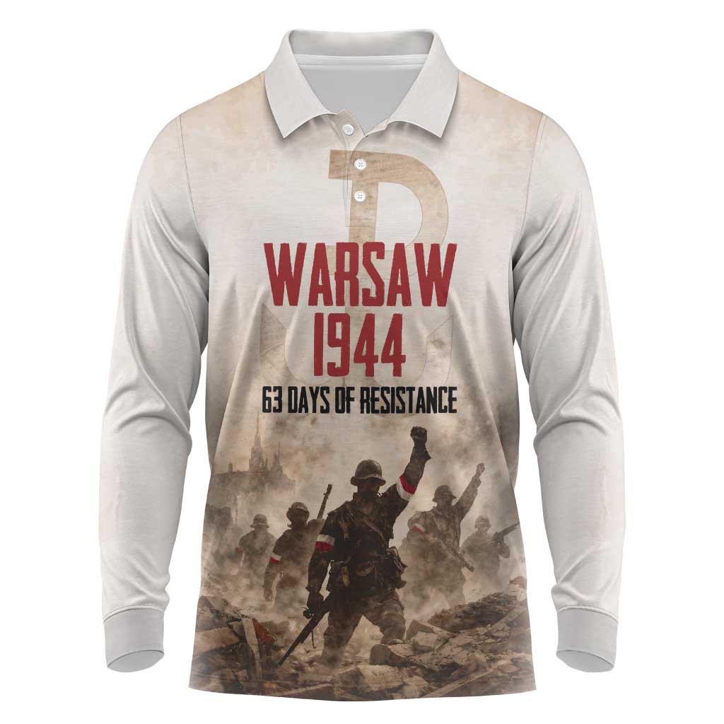 Polish Kotwica Warsaw Uprising 1944 Long Sleeve Polo Shirt 63 Days of Resistance WWII
