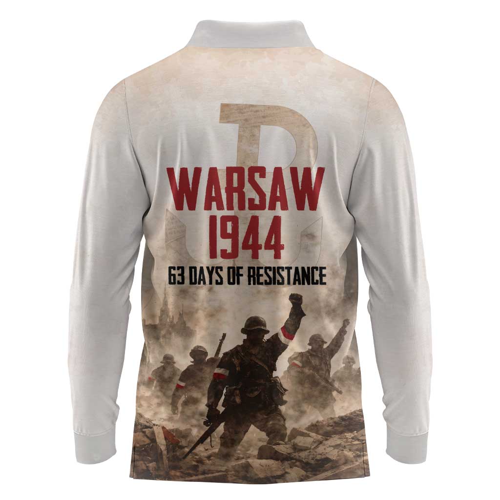 Polish Kotwica Warsaw Uprising 1944 Long Sleeve Polo Shirt 63 Days of Resistance WWII