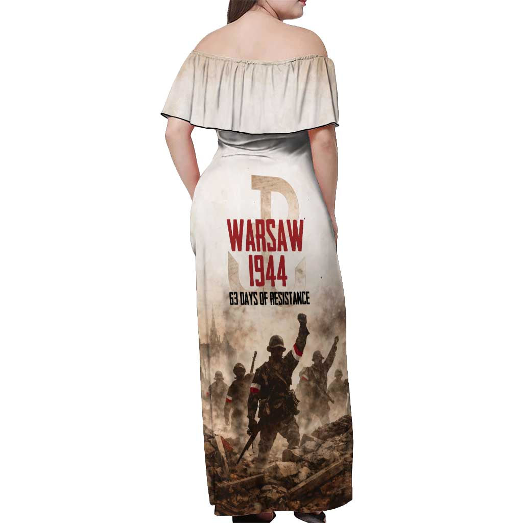 Polish Kotwica Warsaw Uprising 1944 Off Shoulder Maxi Dress 63 Days of Resistance WWII