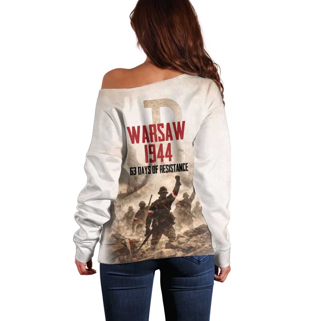 Polish Kotwica Warsaw Uprising 1944 Off Shoulder Sweater 63 Days of Resistance WWII