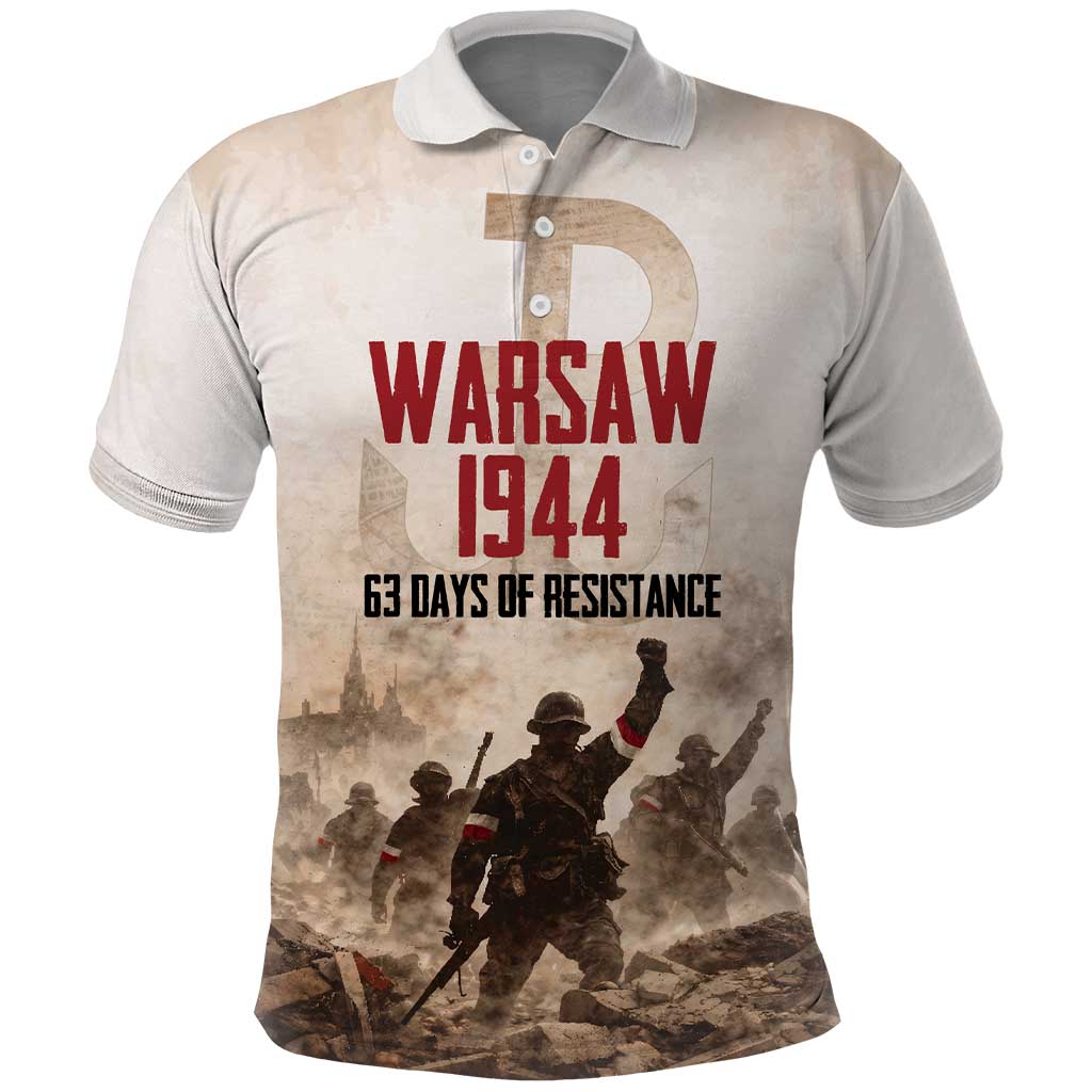 Polish Kotwica Warsaw Uprising 1944 Polo Shirt 63 Days of Resistance WWII