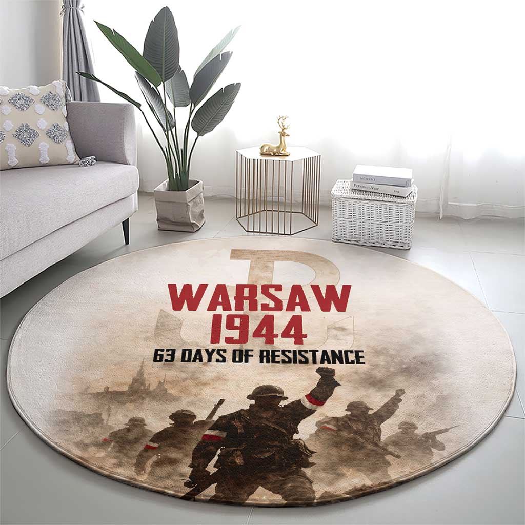 Polish Kotwica Warsaw Uprising 1944 Round Carpet 63 Days of Resistance WWII