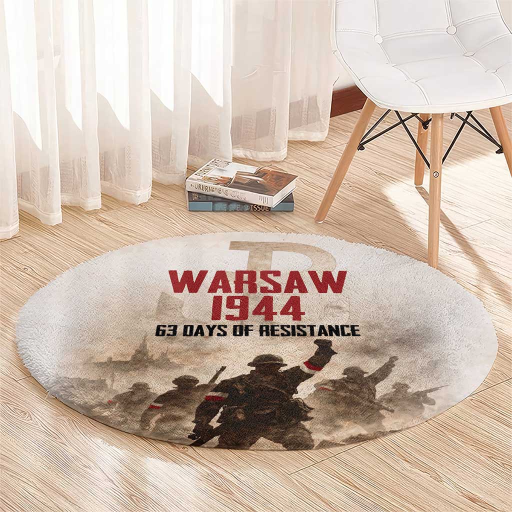 Polish Kotwica Warsaw Uprising 1944 Round Carpet 63 Days of Resistance WWII