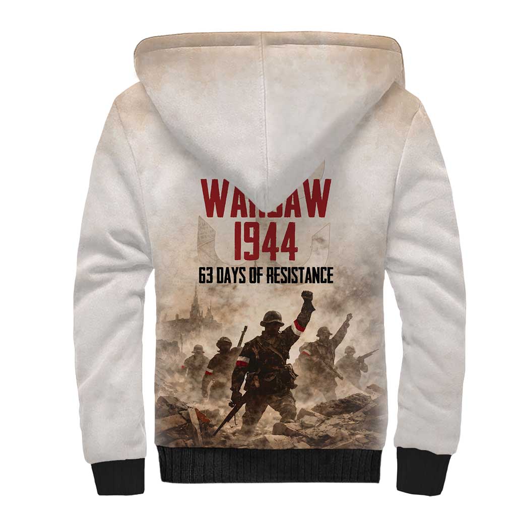 Polish Kotwica Warsaw Uprising 1944 Sherpa Hoodie 63 Days of Resistance WWII