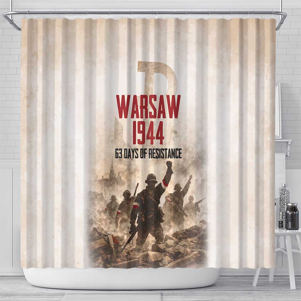 Polish Kotwica Warsaw Uprising 1944 Shower Curtain 63 Days of Resistance WWII