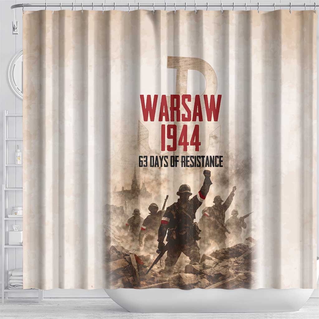 Polish Kotwica Warsaw Uprising 1944 Shower Curtain 63 Days of Resistance WWII