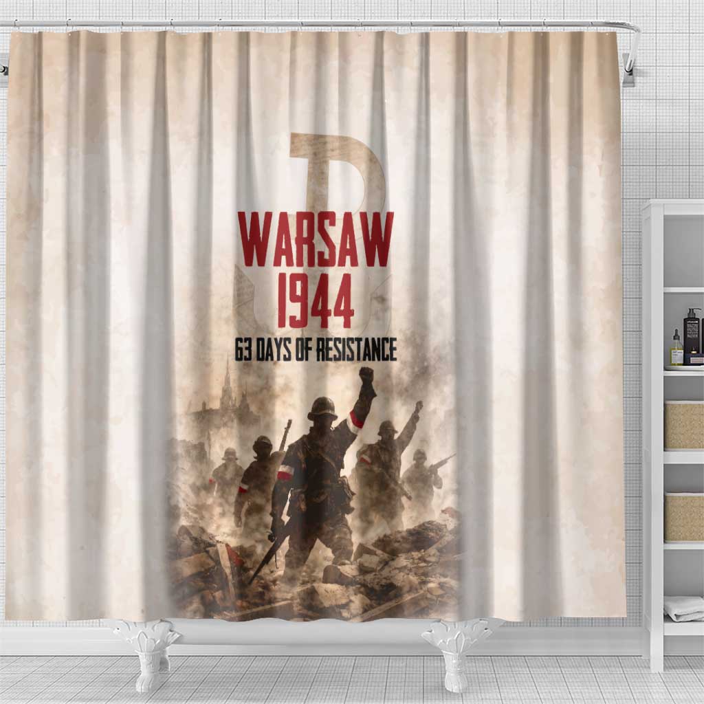 Polish Kotwica Warsaw Uprising 1944 Shower Curtain 63 Days of Resistance WWII
