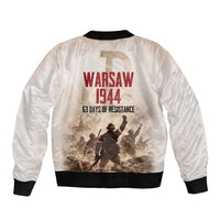 Polish Kotwica Warsaw Uprising 1944 Sleeve Zip Bomber Jacket 63 Days of Resistance WWII