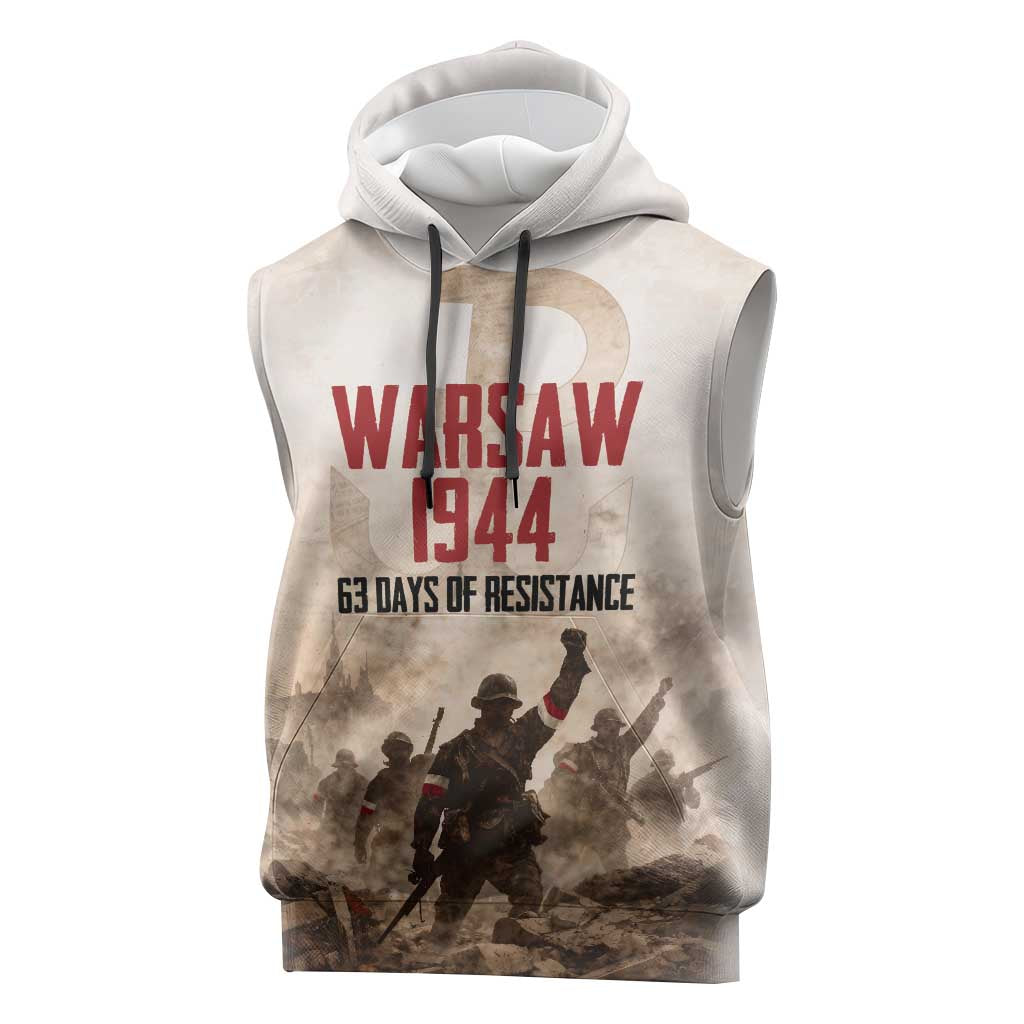 Polish Kotwica Warsaw Uprising 1944 Sleeveless Hoodie 63 Days of Resistance WWII