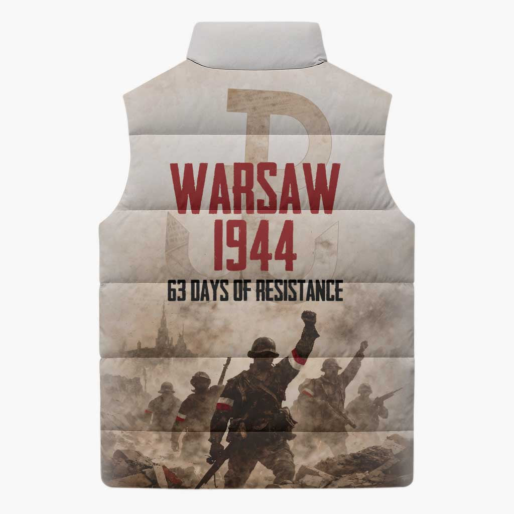 Polish Kotwica Warsaw Uprising 1944 Sleeveless Puffer Jacket 63 Days of Resistance WWII