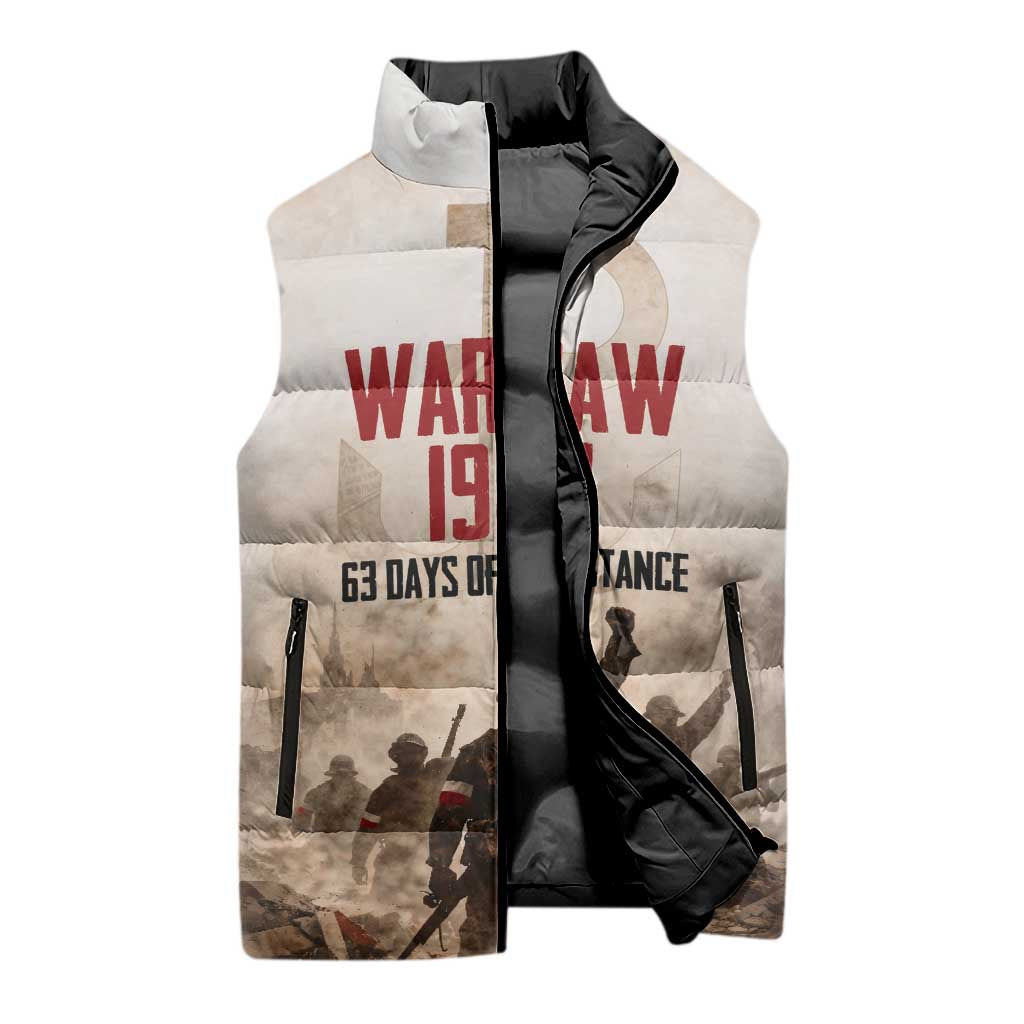 Polish Kotwica Warsaw Uprising 1944 Sleeveless Puffer Jacket 63 Days of Resistance WWII