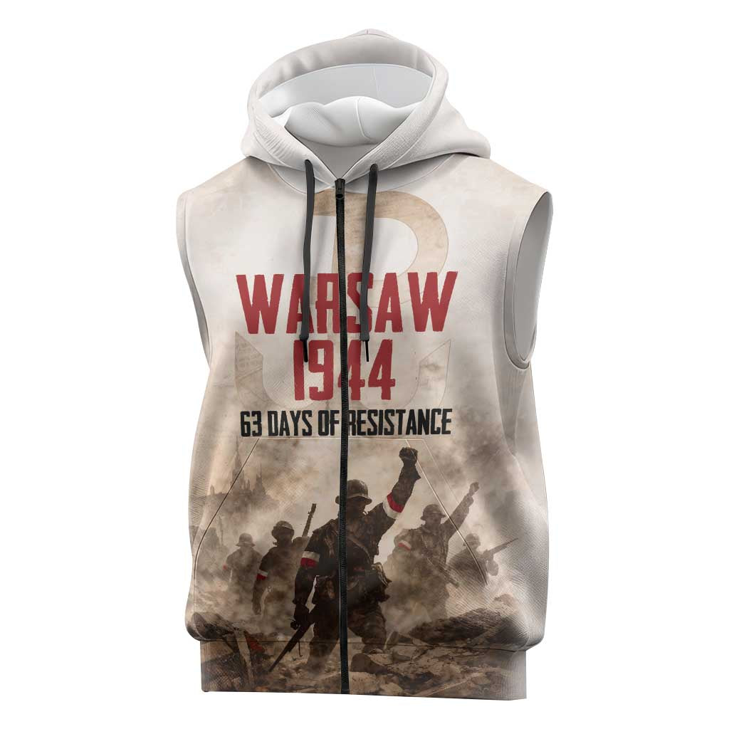 Polish Kotwica Warsaw Uprising 1944 Sleeveless Zip Hoodie 63 Days of Resistance WWII