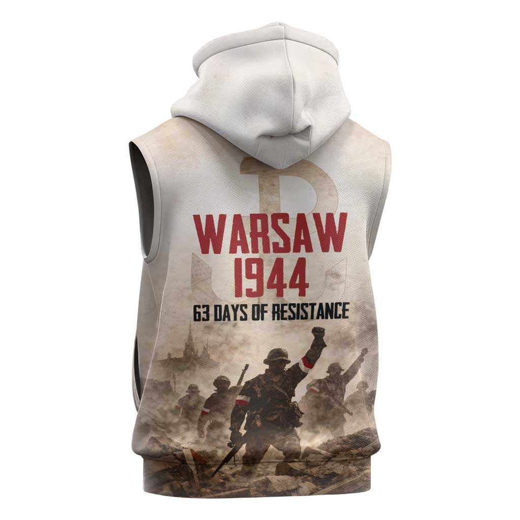 Polish Kotwica Warsaw Uprising 1944 Sleeveless Zip Hoodie 63 Days of Resistance WWII