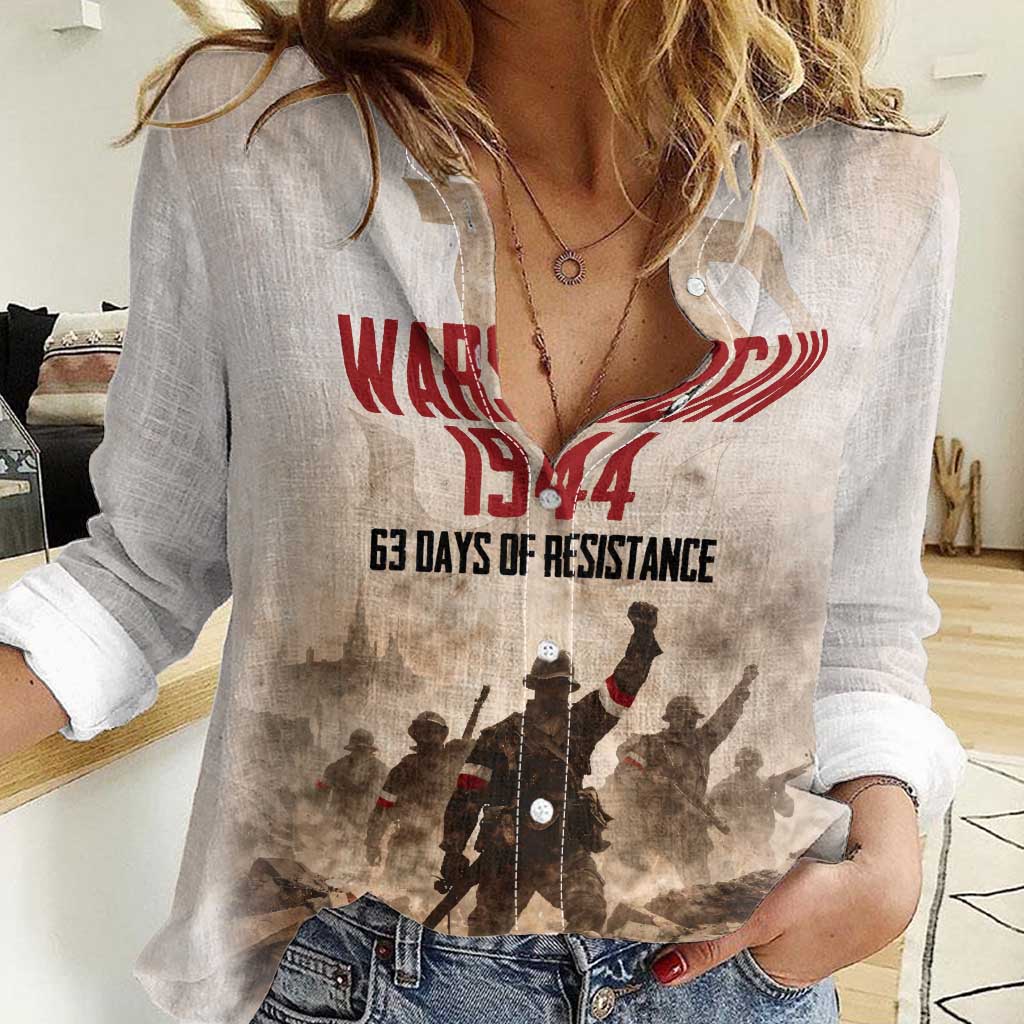 Polish Kotwica Warsaw Uprising 1944 Women Casual Shirt 63 Days of Resistance WWII