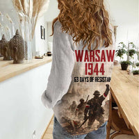 Polish Kotwica Warsaw Uprising 1944 Women Casual Shirt 63 Days of Resistance WWII
