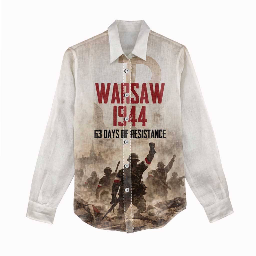 Polish Kotwica Warsaw Uprising 1944 Women Casual Shirt 63 Days of Resistance WWII