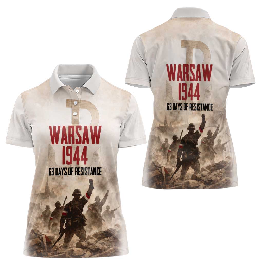 Polish Kotwica Warsaw Uprising 1944 Women Polo Shirt 63 Days of Resistance WWII