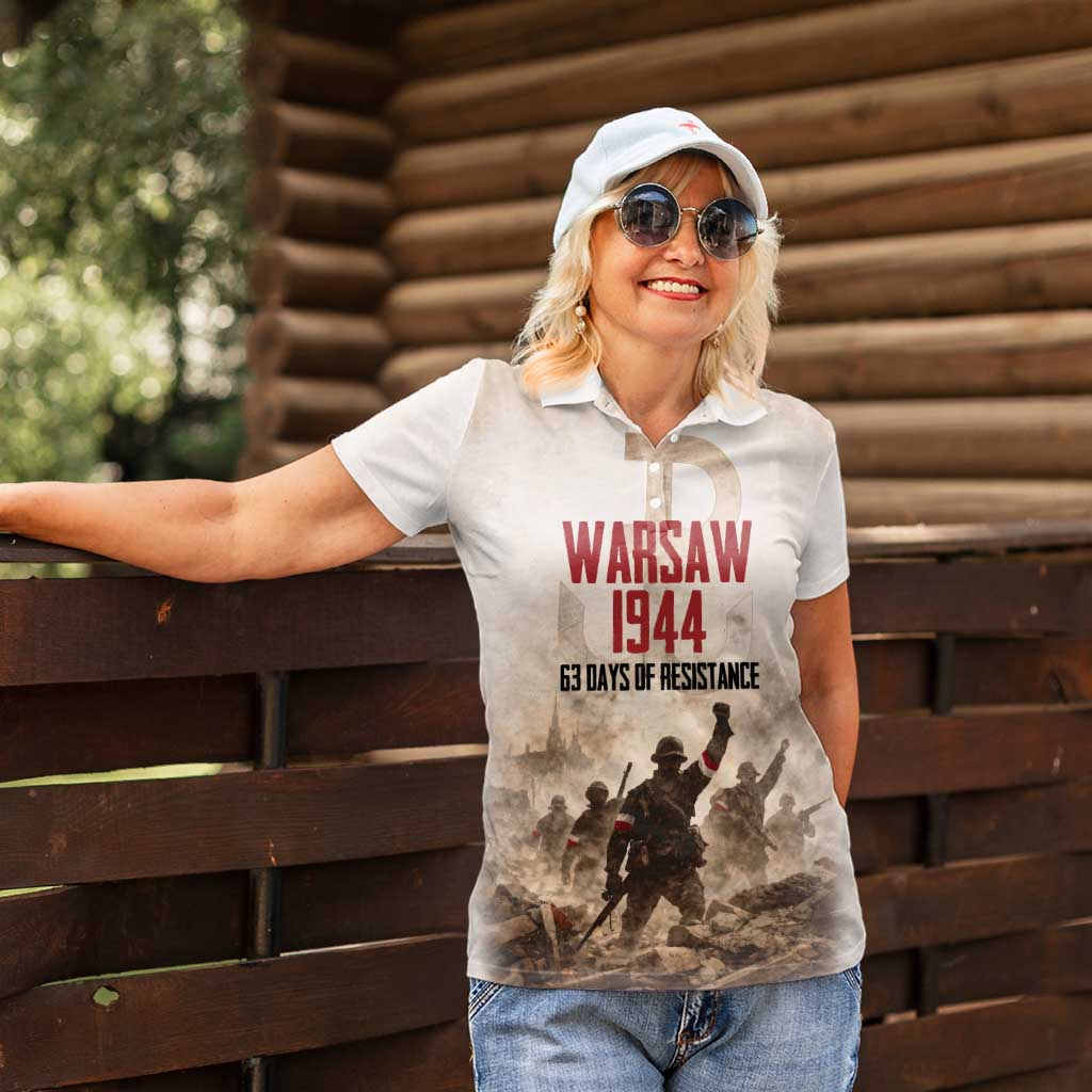 Polish Kotwica Warsaw Uprising 1944 Women Polo Shirt 63 Days of Resistance WWII