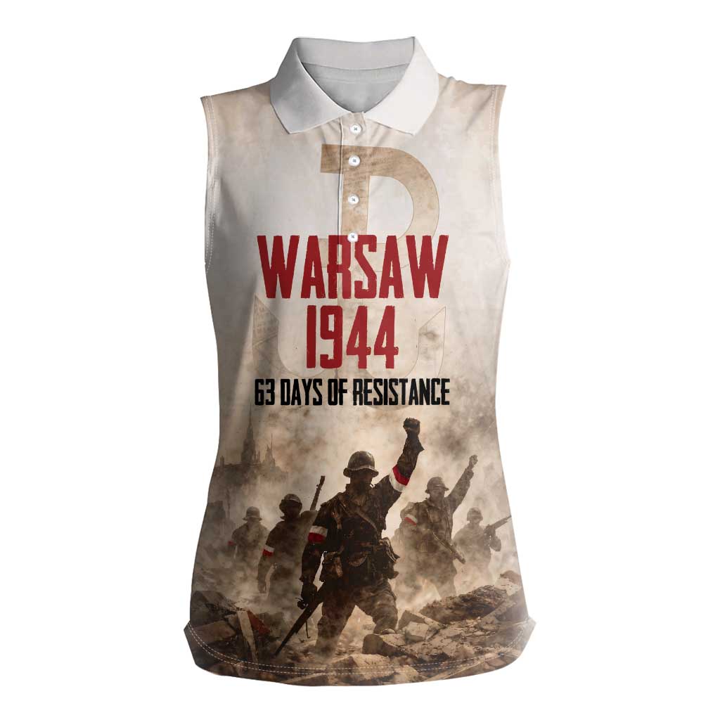 Polish Kotwica Warsaw Uprising 1944 Women Sleeveless Polo Shirt 63 Days of Resistance WWII