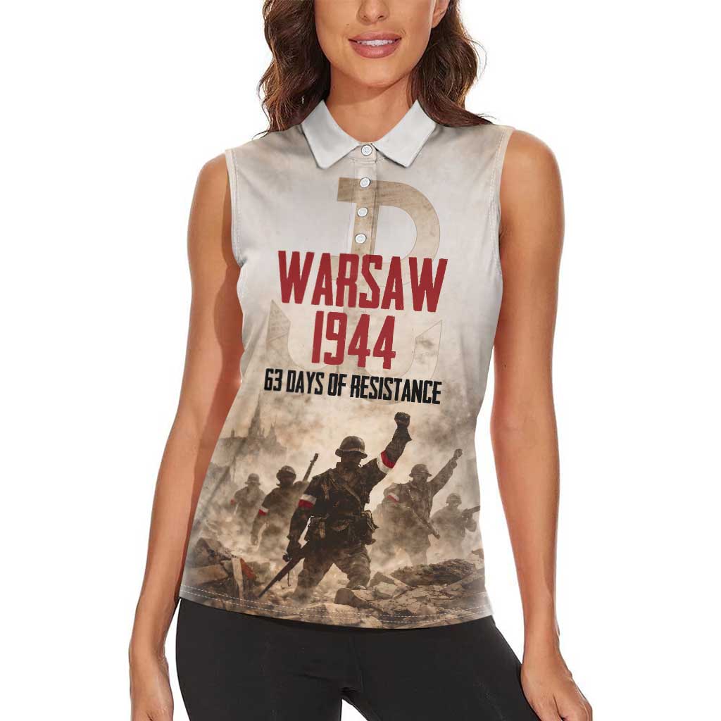 Polish Kotwica Warsaw Uprising 1944 Women Sleeveless Polo Shirt 63 Days of Resistance WWII