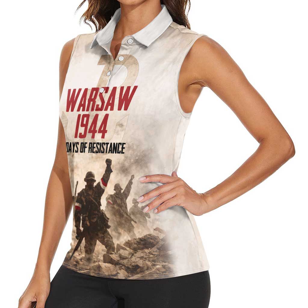 Polish Kotwica Warsaw Uprising 1944 Women Sleeveless Polo Shirt 63 Days of Resistance WWII