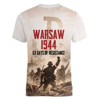 Polish Kotwica Warsaw Uprising 1944 Women V-Neck T-Shirt 63 Days of Resistance WWII