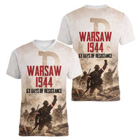 Polish Kotwica Warsaw Uprising 1944 Women V-Neck T-Shirt 63 Days of Resistance WWII