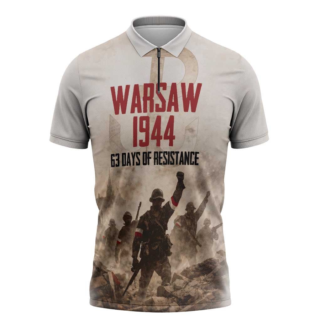 Polish Kotwica Warsaw Uprising 1944 Zipper Polo Shirt 63 Days of Resistance WWII