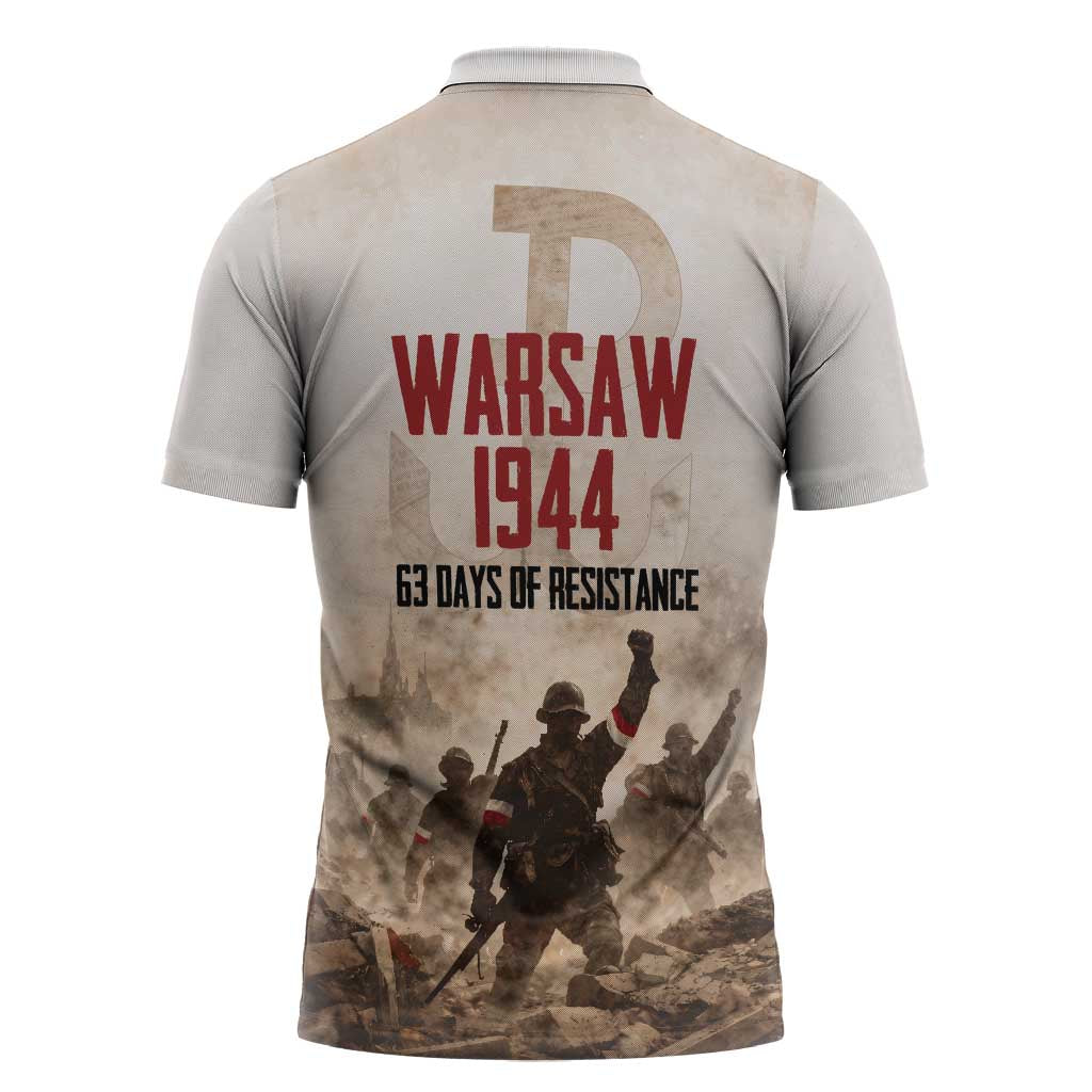 Polish Kotwica Warsaw Uprising 1944 Zipper Polo Shirt 63 Days of Resistance WWII