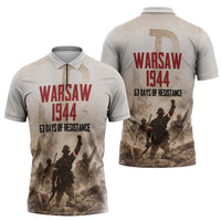 Polish Kotwica Warsaw Uprising 1944 Zipper Polo Shirt 63 Days of Resistance WWII
