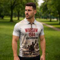 Polish Kotwica Warsaw Uprising 1944 Zipper Polo Shirt 63 Days of Resistance WWII
