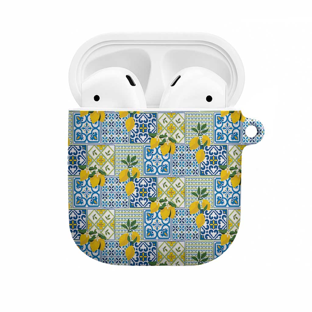Sicily Italy Lemon Maiolica AirPods Case Sicilian Citrus Tile Mediterranean Art